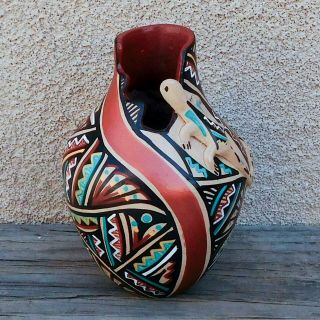 Native American Pottery - Jemez Pueblo Pottery - Hand Coiled Lizard Pot - Rosalie Toya