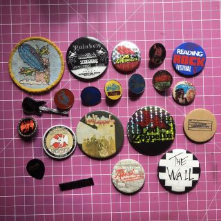 Vintage 70s Rock Metal Pin Badges & Patches - Mostly Led Zeppelin,  Pink Floyd