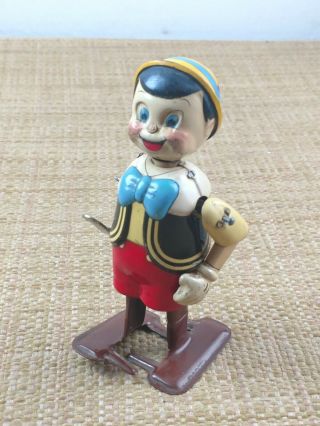 Disney 1950s Walking Pinocchio Tin Windup Toy W/ Key Line Mar Toys Japan