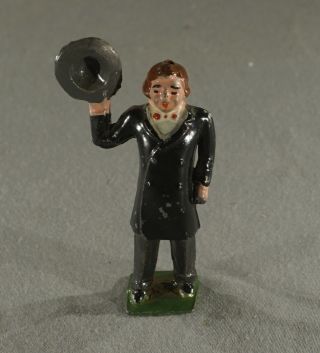 Vintage Antique Lead Figure Man With Hat In Hand (inv.  No.  429)