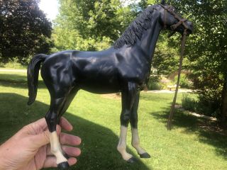 Vintage Louis Marx 1965 Horse Johnny West Thunderbolt Black White Plastic W/brid