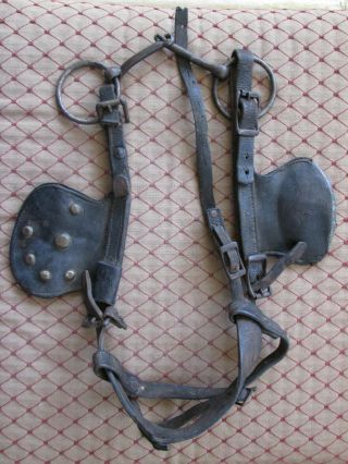 Antique Native American Pre - 1935 Whirling Log Brown Leather Horse Bridle