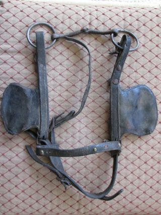 Antique Native American Pre - 1935 Whirling Log Brown Leather Horse Bridle 2