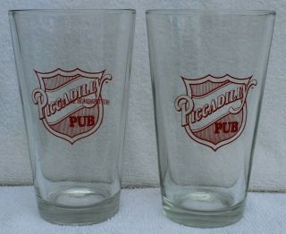 Set Of 2 Vintage Piccadilly Pub Restaurant Pint Drinking Glasses