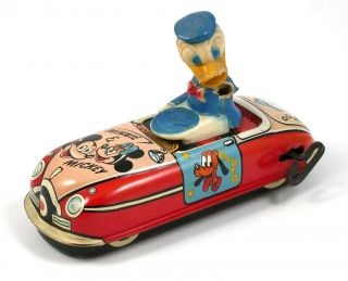 Vintage Litho Linemar Marx Walt Disney Donald Duck The Driver Windup Toy Car