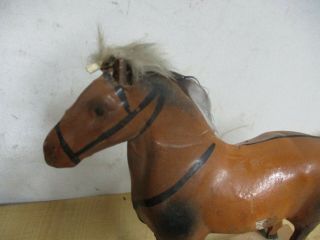 ANTIQUE VINTAGE PRIMITIVE FOLK ART PAPER MACHE HORSE PULL TOY ESTATE FIND 2