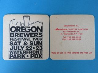 Beer Coaster 1989 Oregon Brewers Festival Waterfront Park,  Portland,  Or
