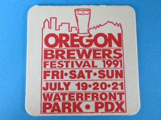 Beer Coaster 1991 Oregon Brewers Festival Waterfront Park,  Portland,  Oregon