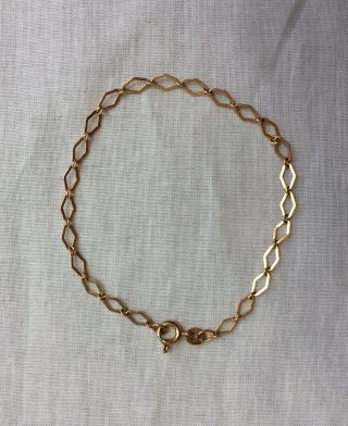 Vintage Hallmarked 9 Carat Gold Diamond - Link Chain Bracelet