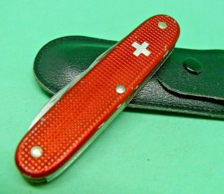 Victorinox / Elinox 93mm Pioneer Swiss Army Knife In Red Alox Old Cross