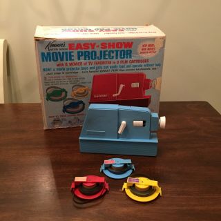 1964 Kenner Easy - Show Movie Projector With Three Films And Box -