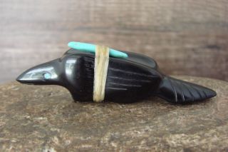 Zuni Indian Hand Carved Jet Raven Fetish - Herb Halate