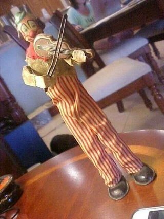 Vintage Tps Tin Wind - Up Clown Playing Violin 8.  5 " Tall, .