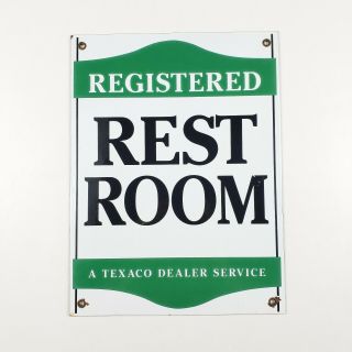 Vintage Texaco Registered Rest Room Porcelain Service Station Sign Petroliana
