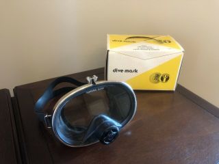 Vintage Us Divers Company Aqua Lung Diving Mask Tempered Glass Made In Japan Box