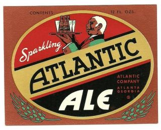 Atlantic Ale Beer Bottle Label,  Non - Irtp,  Atlanta,  Georgia,  1950s