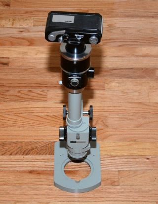 Vintage Aus Jena Microscope - With Nikon M - 35s Camera And Afm Adapter
