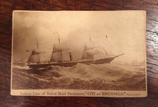 1860’s Cdv Of Inman Line Of Royal Mail Steamer ‘city Of Brussels’—ship Plans Too