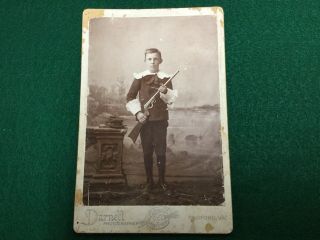 Antique Cabinet Card Young Boy With His Gun And Sunday Best Radford,  Va.