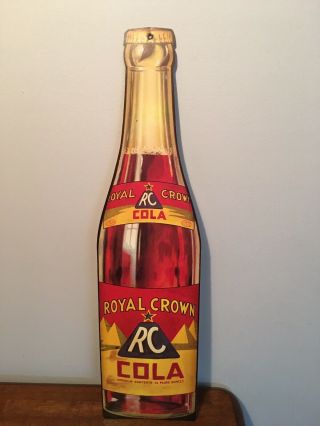 Vintage Royal Crown Rc Cola Bottle Sign 1950s Cardboard