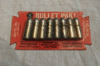Vintage Mattel All Metal Bullet Pak Play Bullets For Fanner 50 Or Winchester