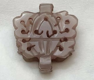 Antique Chinese Carved Mutton Fat Lavender Nephrite Jade Pendant Stunning Detail