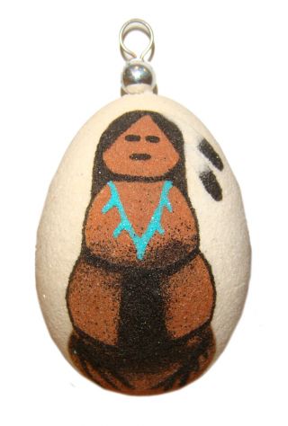Christmas Ornament Handmade Egg Indian From Navajo