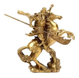 Chinese Ancient Hero Guan Gong Guan Yu Ride On Horse Bronze Statue Ww325