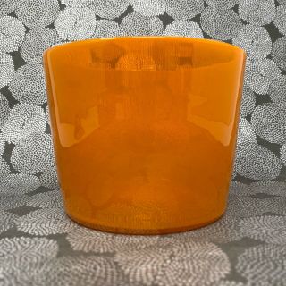 Vintage Kosta Boda Sweden Vivid Orange Art Glass Cylinder Bowl Vase 4 " X 4 5/8 "