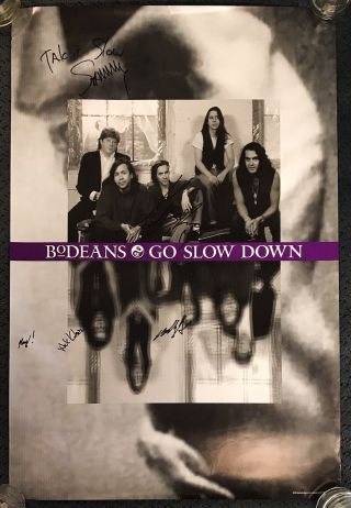 1993 Vintage Bodeans Go Slow Down Promo Poster Signed Autograph By Entire Band