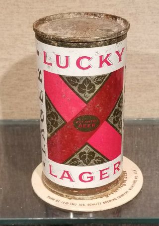 11 Ounce 1958 Bottom Open Lucky Lager Flat Top Beer Can San Francisco Ca