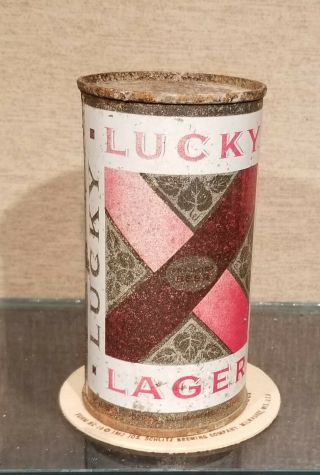 11 OUNCE 1958 BOTTOM OPEN LUCKY LAGER FLAT TOP BEER CAN SAN FRANCISCO CA 2
