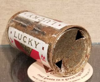 11 OUNCE 1958 BOTTOM OPEN LUCKY LAGER FLAT TOP BEER CAN SAN FRANCISCO CA 3