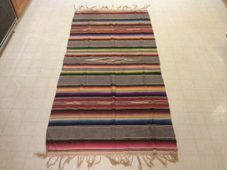 Vintage Mexican Saltillo Serape Blanket Or Rug 36” X 72”