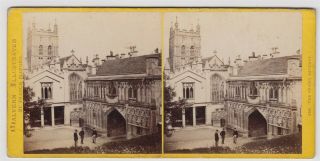 Worcestershire Stereoview - Malvern And The Priory Gateway By Francis Bedford