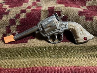 Vintage 1940’s Stevens Buffalo Bill 7 3/4 " Cast Iron Nickel Pistol