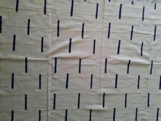 Authentic African Handwoven White/blue Mud Cloth Fabric From Mali Sz 63 " By 40 "