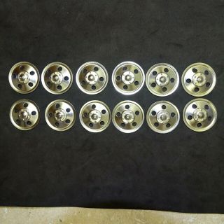 Set Of 12 (twelve) Zinc Plated Tonka Round Hole Hubcaps Toy Parts,  Semi Trucks