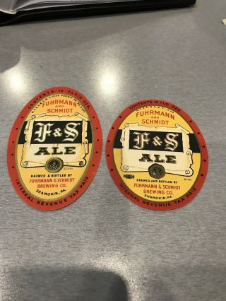 F&s Beer Labels Fuhrmann &schmidt Shamokin Pa