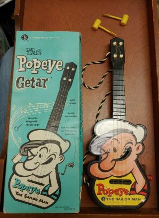 V46 Vintage Mattel " The Popeye Getar " (guitar) 14 " Green Box & Picks