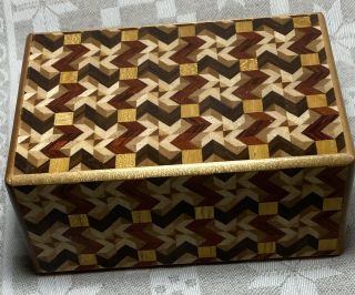 Japanese Yosegi Puzzle Box Samurai Wooden Secret Trick Box Difficult No Clue
