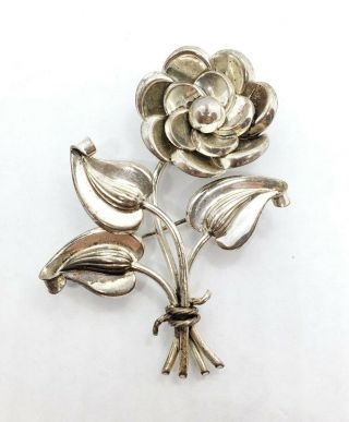 Vintage Marcel Boucher Parisina Mexico Sterling Silver Flower Pin