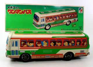 Vintage Nos Ichiko (japan) Tin Litho Toy Friction Bus W/original Box Nr