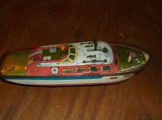 Vintage Tin Wind Up Toy Boat