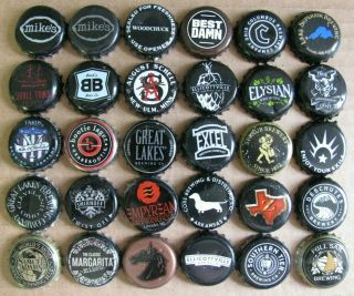 30 Different Mostly Micro Craft Shades Of Black Beer Bottle Caps