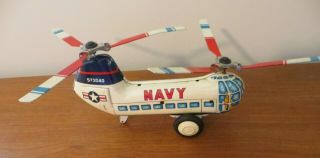 Vintage Tin Litho Friction Daiya Japan Navy Helicopter 8 "