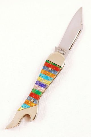 Vintage Taylor Cutlery Glitter Stripe Lady Leg Boot Shoe Pocket Knife