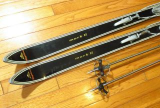 Vintage Miltex Regaline Mark Ii Cross Country Snow Skis W/ Bindings,  Poles 64 "