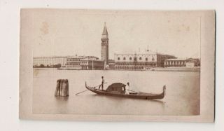 Vintage Cdv Gondola On The Grand Canal Venice Italy Carlo Ponti Photo