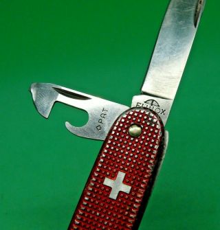 Elinox / Victorinox 93mm Farmer Swiss Army Knife In Red Alox Old Cross